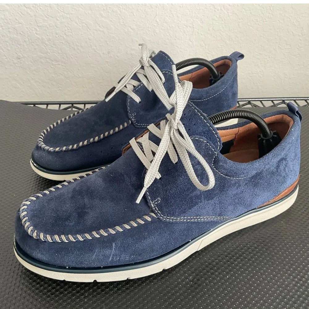 Clarks Artisan Mens Navy Suede Moc Toe Lace Up Shoes 10.5 261317317095
